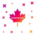 Color Canadian maple leaf with city name Edmonton icon isolated on white background. Gradient random dynamic shapes Royalty Free Stock Photo