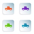 Color Car icon isolated on white background. Front view. Set colorful icons in square buttons. Vector Royalty Free Stock Photo