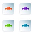 Color Car icon isolated on white background. Front view. Set colorful icons in square buttons. Vector Royalty Free Stock Photo