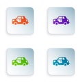 Color Car icon isolated on white background. Set colorful icons in square buttons. Vector Royalty Free Stock Photo
