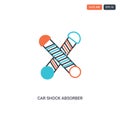 2 color Car shock absorber concept line vector icon. isolated two colored Car shock absorber outline icon with blue and red colors