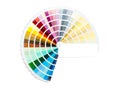Color card palette, samples for colour definition. Guide of paint samples, colored catalog. Photo close up. Royalty Free Stock Photo