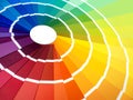 Color card palette, samples for colour definition. Guide of paint samples, colored catalog. Photo close up. Royalty Free Stock Photo