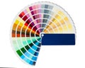 Color card palette, samples for colour definition. Guide of paint samples, colored catalog. Photo close up. Royalty Free Stock Photo