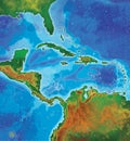 Color caribbean islands map