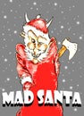 Color caricature illustration of Mad Santa Claus with word `Mad Santa` under him Royalty Free Stock Photo