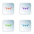 Color Carnival garland with flags icon isolated on white background. Party pennants for birthday celebration, festival