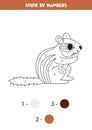 Color cartoon chipmunk by numbers. Worksheet for kids.