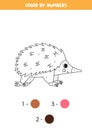 Color cartoon echidna by numbers. Worksheet for kids.