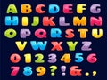 Color cartoon font. Chubby colored letters, fun kids games alphabet and funny child letter vector illustration set