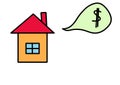 Color cartoon house, illustration on the topic of housing,