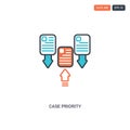 2 color Case Priority concept line vector icon. isolated two colored Case Priority outline icon with blue and red colors can be