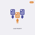 2 color Case Priority concept vector icon. isolated two color Case Priority vector sign symbol designed with blue and orange