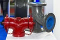 Color cast iron or steel hose elbow tee splitter with flange mount for industrial or pipeline power plant