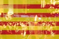 Color of Catalan flag with people holding candle. Royalty Free Stock Photo