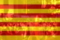 Color of Catalan flag with people holding candle. Royalty Free Stock Photo