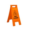 Color caution wet floor signs on white Royalty Free Stock Photo