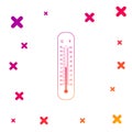 Color Celsius and fahrenheit meteorology thermometers measuring heat and cold icon on white background. Thermometer Royalty Free Stock Photo