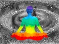 7 color chakra human lotus pose yoga, abstract world, universe Royalty Free Stock Photo