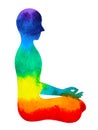 7 color chakra human lotus pose yoga, abstract world, universe inside your mind Royalty Free Stock Photo