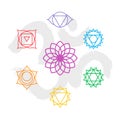 Color chakra icon set outline with om background Royalty Free Stock Photo