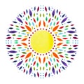 7 color of chakra mandala symbol concept, flower floral, watercolor painting Royalty Free Stock Photo