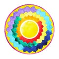 7 color of chakra mandala symbol concept, flower floral, watercolor painting hand drawn