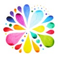 7 color of chakra mandala symbol concept, flower floral, watercolor painting Royalty Free Stock Photo