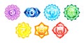 7 color of chakra symbol concept, flower floral, watercolor painting Royalty Free Stock Photo