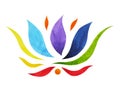 7 color of chakra symbol concept, flower floral, watercolor painting Royalty Free Stock Photo