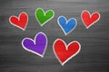 Color chalk heart shapes