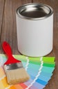 Color chart guide with brush and paint bucket Royalty Free Stock Photo