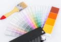 Color chart guide for renovation with brush on white background Royalty Free Stock Photo