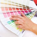 Color chart and woman hand Royalty Free Stock Photo