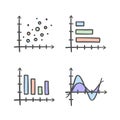 Color charts vector doodle simple icons set