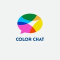 Color chat logo. Language school logo. Conversational club icon. Chat logo.