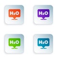 Color Chemical formula for water drops H2O shaped icon isolated on white background. Set colorful icons in square Royalty Free Stock Photo