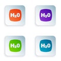 Color Chemical formula for water drops H2O shaped icon isolated on white background. Set colorful icons in square Royalty Free Stock Photo