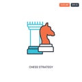 2 color Chess Strategy concept line vector icon. isolated two colored Chess Strategy outline icon with blue and red colors can be