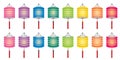 Color Chinese paper lanterns set