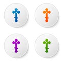 Color Christian cross icon isolated on white background. Church cross. Set icons in circle buttons. Vector Illustration