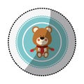 Color circle with middle shadow sticker with teddy bear christmas