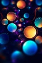 Color circles, bubbles and lights at night, dark abstract background, generative AI Royalty Free Stock Photo