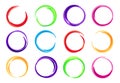 Color circles. Colorful round logo frame, circle swirl wave and vivid oval abstract swirling energy frames vector