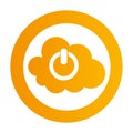 Color circular emblem with cloud service power button Royalty Free Stock Photo