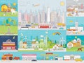 Color City Skyline Vector landscapes