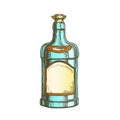 Color Classic Tequila Bottle Sombrero On Top Vector
