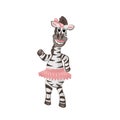 Color clip art of zebra girl.