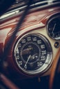 Speedometer on a vintage car`s dashboard Royalty Free Stock Photo