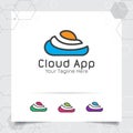 Color cloud logo vector design with concept of simple color line cloud. Cloud icon vector for business, app, cloud hosting and Royalty Free Stock Photo